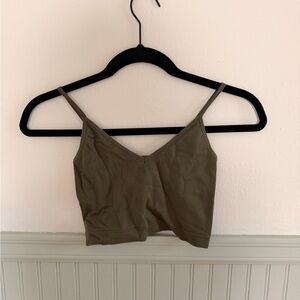 Garage Olive Strappy Crop Top